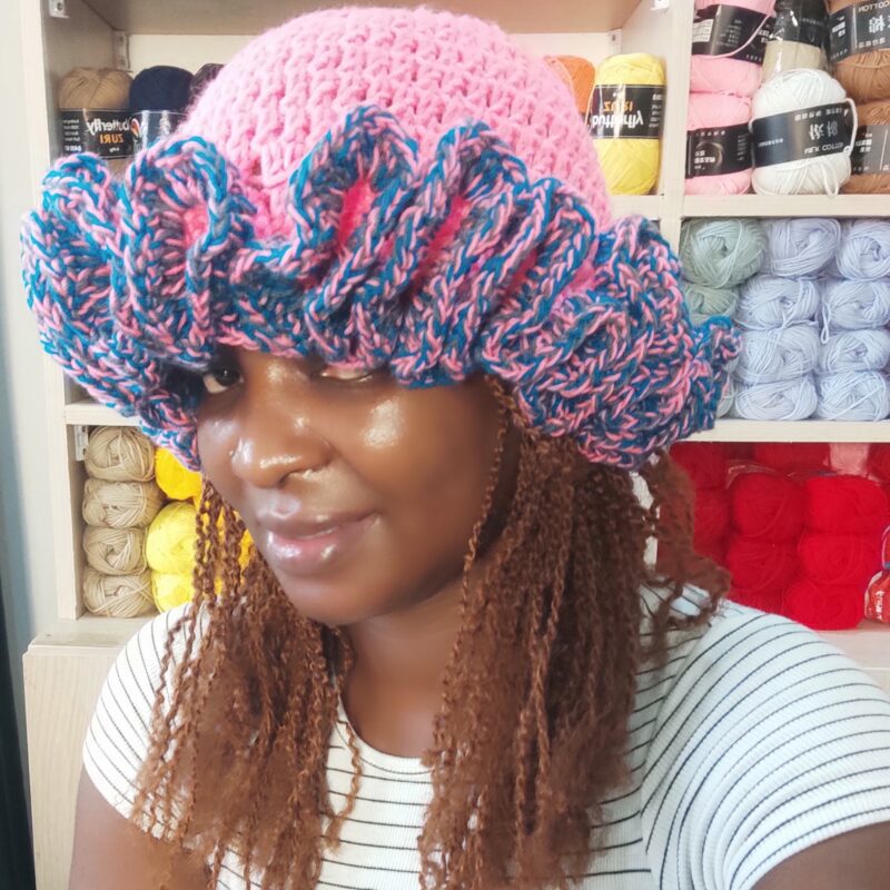 PINK BUCKET RUFFLE HAT